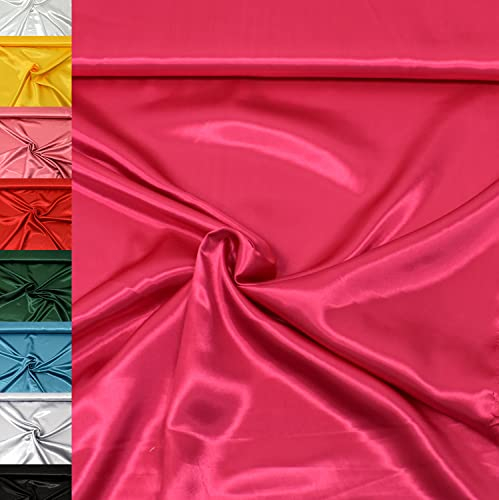 MAGAM-Stoffe 1m Estelle Satin Stoff uni ideal für Kleidung und Deko Meterware (07. Pink)