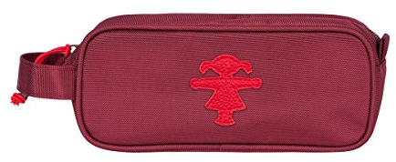 AMPELMANN Sammlerin | Stiftetasche bordeaux | Canvas-Stil & PU-Leder mit Griffgurtel und Ampelfrau