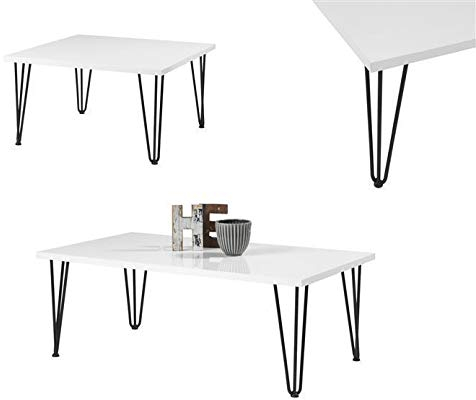 Euro Tische Couchtisch weiß Hochglanz Industrial Design Metallgestell - sehr Kratzfest - perfekt geeignet als Sofatisch/Wohnzimmertisch - Made in Germany (100x60x43 cm)