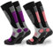 Occulto 2 Paar DAMEN SKISOCKEN mit POLSTERUNG in verschiedenen Farben, THERMO WINTERSOCKEN für SKI und SNOWBOARD 1 Paar Lila | 1 Paar Pink 39-42
