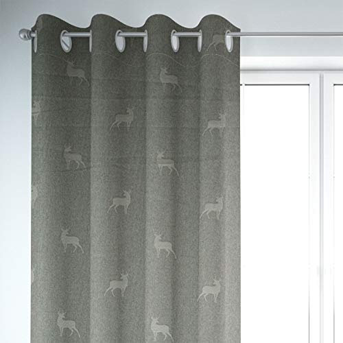 SCHÖNER LEBEN. Vorhang helle Hirsche beige braun türkis 245cm, Gardinen Aufhängung:Ösen