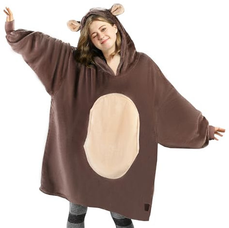 Catalonia Classy Coperta indossabile Uomo Donna, Vestito da casa Invernale Donna, Pigiama Intero Invernale, Felpa Animali Adulti, Poncho Pile Hoodies, Regalo per Adolescenti, Fidanzata, Moglie, Orso
