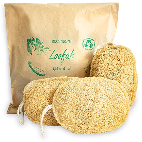 Natürlicher Luffa-Peeling-Schwamm (3er-Pack) – Bio-Körperschrubber – biologisch abbaubare Duschluffa