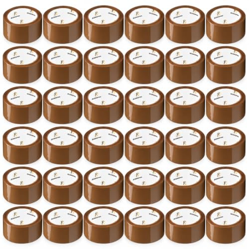 Brown Heavy Duty Packing Tape 48mm x 66m Strong Adhesive Parcel & Packaging Tape, FSC Certified Shipping Tape for Cardboard Boxes, Postage, Moving House, Storage & Warehouse Use | Pack of 36