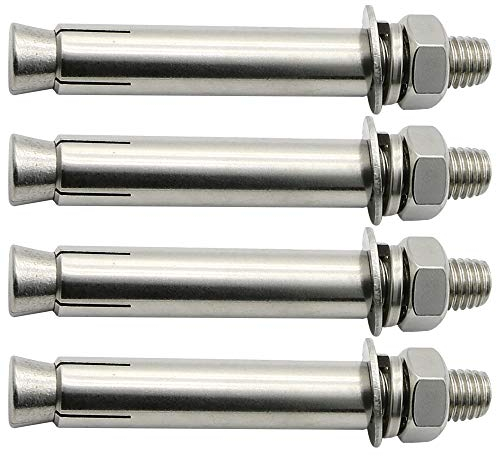KINDOYO 4 Stück Expansion Schraube Bolzen M14 - Edelstahl Externe Sechskantmutter Expansionshülse Ankerschraube Schwerlast Befestigungsanker, M14*100/4 Stück