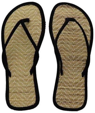 Black Sugar Tongs Résistant Mixte Femme Homme Paille Naturelle Sandales Chaussures Maison Déguisement Asie Semelle Antidérapant (39 EU)