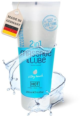 HOT Silky Touch 2in1 Massage & Gleitgel 200 ml I Wasserbasiertes & hautfreundliches Intimgel I Feuchtigkeitsspendend & ohne Rückstände I Ideal für Massagen & intime Momente
