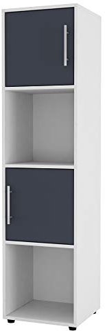 URBNLIVING Weißes Würfel-Bücherregal mit Holztür, Metallgriff, Display-Regal, Aufbewahrungsregal, Schrank (graue Tür, 4 Würfel)