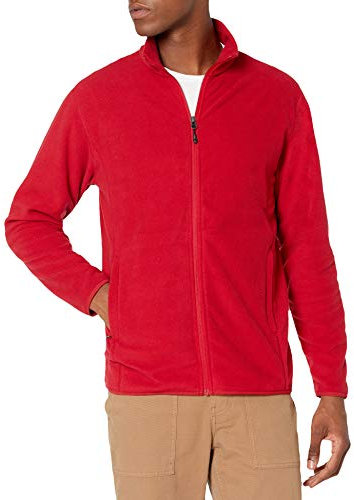 Amazon Essentials Giacca in Pile con Cerniera Intera (Disponibile in Taglie Big And Tall) Uomo, Rosso, S