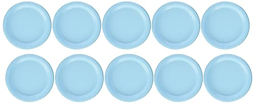 Unique Party- Assiettes en Carton Écologiques-18 cm-Couleur Bleu Pastel-Paquet de 20, 30898EU, Light Blue, Medium