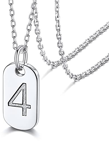 Silvora Zahlenanhänger Nummer 4 S925 Silber Kettenanhänger mit Nummer Anhänger für Damen/Mädchen Zahlen Halsketten 40cm + 5cm Verlängerungskette