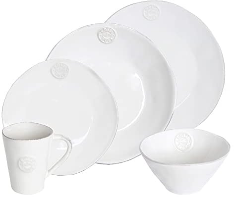 Costa Nova, Nova colección, Vajilla elegante, gres, Juego de vajilla completa 30 piezas, 6 personas, blanco,