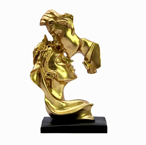 eSplanade Liebespaar Gesicht Schaustück Statue Skulptur Figur für Wohnkultur | Harz – 25,4 cm (Gold)