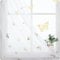 Treatmentex Vorhänge Transparent Gardinen mit Ösen Gold Schmetterling Druck Gardinen Voile Dekoschal Ösenvorhang für Mädchenzimmer, Kinderzimmer, Babyzimmer-2 Stücke(Weiß,140 x 225 cm)