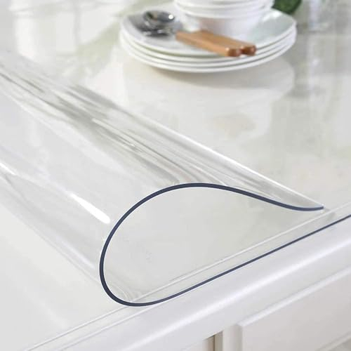 Tischfolie transparent 1.5mm 40 x 80cm Transparente Tischdecke Tischschutz, PVC Glasklar Folie Tisch Schutzfolie, Wasserdicht Schutztischdecke, Tisch Schutzfolie