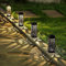 Garden Mile Solar Powered Stainless Steel Garden Lighting LED Garden Stake Outdoor Light Bollard Pathway Borders Patio Weatherproof Warm Lights (6pc Martello Bollards) (4pc Damasque Lights)