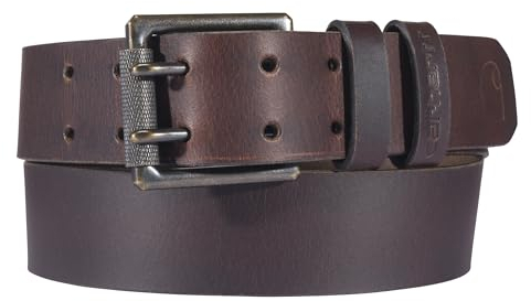 Carhartt Herren Cinturones Resistentes Casuales para Hombres, Disponibles En Varios Estilos, Colores Y Tamaños Gürtel, Craftsman Leather Double Prong (Brown), 48