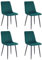 Mevsim Elisia Esszimmerstuhl 4er Set Grün - Samt - Metallbein - Wohnzimmersessel - Samt Sessel Stuhl - Edelstahl Küchenstuhl Schwarze Metallbeine - Polyester Stuhl - Anti-Rutsch