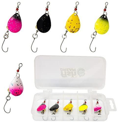 Forellen Spinner Set | 5 Trout Spinner inklusive Box | Forellen Köder Set | Angeln (3.5g)