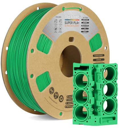 OVERTURE Super PLA+ Filament 1.75mm, Toughness Enhanced PLA Plus, Professional Toughness 3D Printer Filament 1kg (2.2lbs), High Precision +/- 0.02mm(Green)
