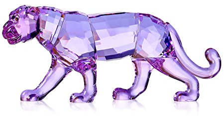 Kristall-Leoparden-Geparden-Figur, realistische Tierkunst, Kollektion, Tischdekoration, Statue, Heimdekoration (lila)