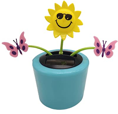 Pomurom Wackelfigur Blume, Solar Tanzende Blume Solarblume Wackelblume Solar Wackelfigur Blume/Sonnenblume/Sonne/Herz/Biene/Insekt Spielzeug für Auto Armaturenbrett Haus Büro Schreibtisch Dekoration