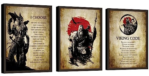 EXCOOL CLUB Wikingerdekor für Zuhause, 30,5 x 40,6 cm, Wikingerwandkunst, nordische Wikingergeschenke für Männer, nordische Wikingerdekoration, nordischer Druck, nordische Mythologie, Bild,