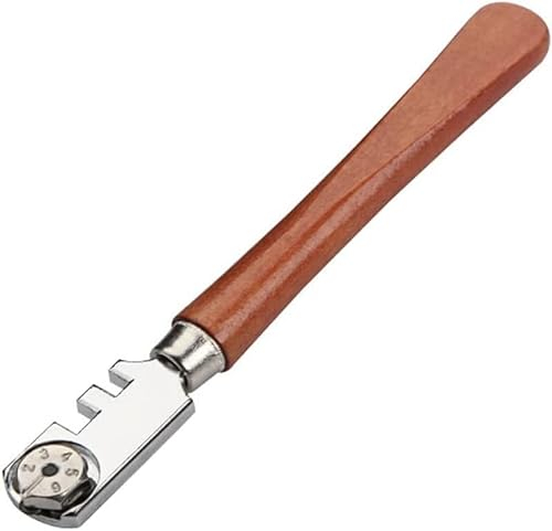 FIXTEK Glass Cutter with 6 Interchangeable Carbide Cutting Wheels Craft Cutting Kit Tool with Wooden Handle Perfect for Cutting & Scoring Glass Bottles, Mirrors, Window Panes, Shelves
