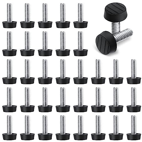 SAVITA 40pcs Niveleurs de Meubles, 6,35mm à 508mm Vis Réglables pour Pied de Chaise à Visser Patins en Acier Galvanisé Pieds de Nivellement pour Meubles pour Table Chaise Armoire Meubles de Patio