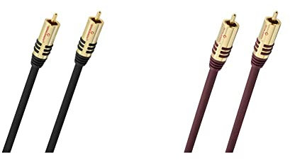 OEHLBACH NF Sub, Cinch Subwoofer-Kabel - Audiokabel - rund - OFC - 3m - schwarz & NF Sub, Cinch Subwoofer-Kabel - Audiokabel - rund - OFC - 1m - Bordeaux