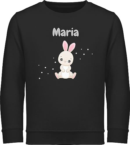 Geschenk mit Namen personalisiert by Shirtracer - Sweater Kinder Sweatshirt Jungen Mädchen Pullover - Süßer Hase Hasen Hasenmotiv Rabbit Langohr