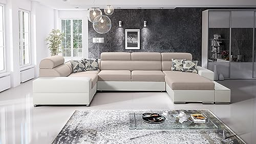 Best For Home Ecksofa Alice Maxi mit Schlaffunktion. Eckcouch mit Bettkasten. Ecksofa Alice Maxi für Ihr Wohnzimmer. Eckcouch mit Bettkasten. (Links, Twist 2 + EKJI)