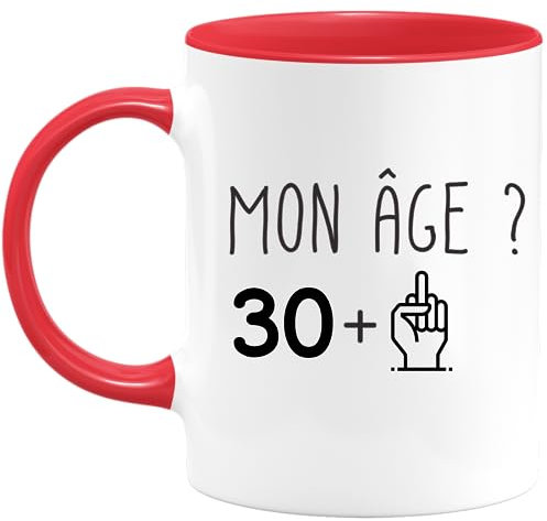 quotedazur Café-Croissant - Mug Personnalisé Tasse Cadeau Noël Anniversaire 31 Ans 1994 Mon Âge Doigt Honneur - Rouge/Céramique