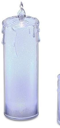 Weihnachtskerze beleuchtet Bollweg Formano - LED Kerze 7x24 Acryl Silber-weiss-Deko Kerze aus Acryl mit weissem LED-Licht silberner/weiß Folie Timerfunktion