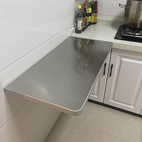 Klapptisch küche, Folding Wall Table Folding, Klapptisch Wandmontierter Kleiner Klappwandtisch,0,5 mm Membran aus Edelstahl 304, 2,5 cm dick, 60–120 cm, Küche, Bar, Restaurant, Dessertladen, Reinraum