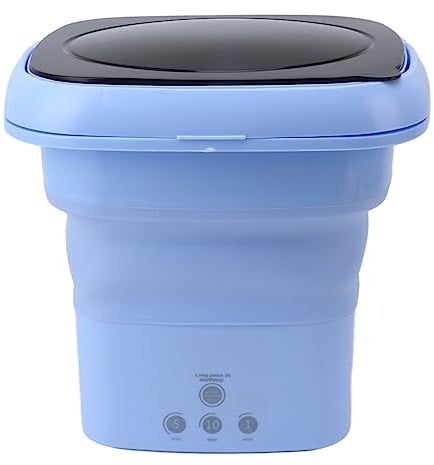 Mini-Waschmaschine, Faltbare Tragbare Waschmaschine mit Ablaufkorb, Waschmaschine mit Großer Kapazität und 3 Modi für Camping, Wohnmobil, Reisen, Wohnung, 100 Bis 240 V (Blau)