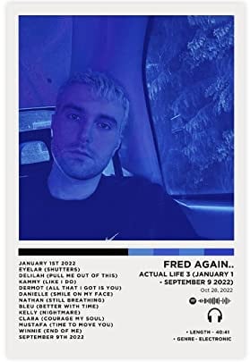 Fred Again.. Actual Life 3 Album Poster Leinwand Poster Schlafzimmer Dekor Sport Landschaft Büro Zimmer Dekor Geschenk ungerahmt 40 x 60 cm