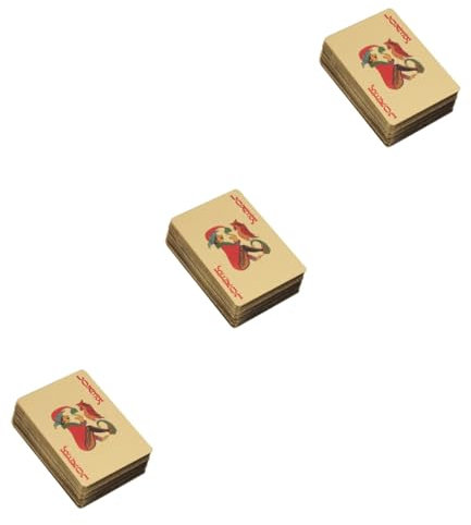 ibasenice Spielkarten Weihnachten 3st Kartenspielen Poker-Spielkarten Plattierter Schürhaken Gold Malen Liebhaber Kartenspiel Weihnachten