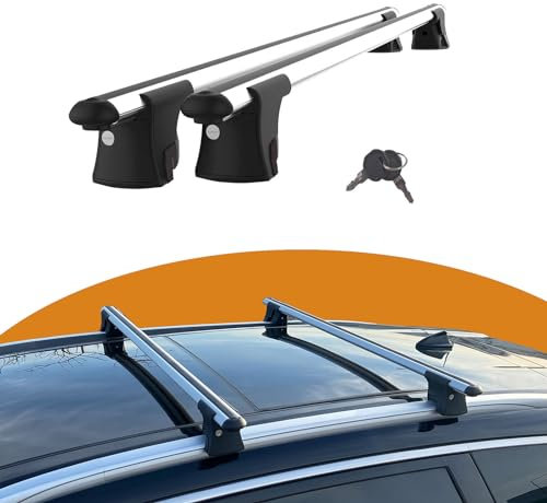 Cross Auto Accessories-Barres De Toit Premium Compatibles avec Peugeot 5008 2017-2023; Barres Transversales pour Rails Fermées-Affleurantes, Porte-Bagages Verrouillables, 2 Pcs Gris