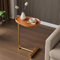 Yesbon Kleiner Beistelltisch C Form, Beistelltisch Holz mit Metallgestell, mobiler Couchtisch, Wohnzimmertisch für Wohnzimmer Schlafzimmer,B,45 * 30 * 70cm