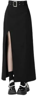 Schwarzer Gothic-Rock für Damen, Vintage-Rock mit hoher Taille, A-Linie, Emo, 2000er-Jahre-Mode, Harajuku, Streetwear, Y2K, Langer Rock, 90er-Jahre-Mädchenkleidung, Schwarz-L