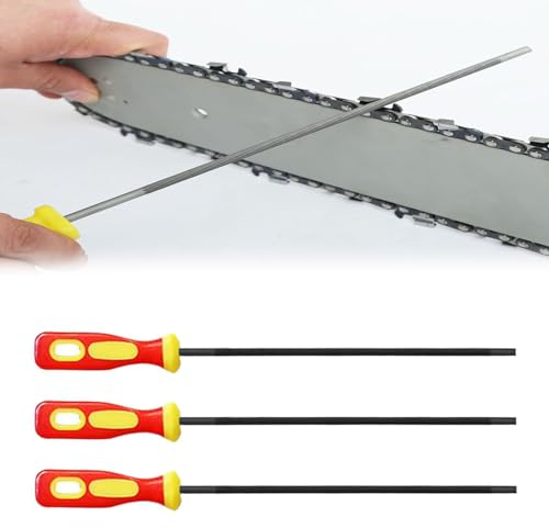 3 Pièces Lime Tronconneuse, Limes Metaux, Lime à Râpe en Métal, Lime Chaine Tronconneuse, Ensemble de Limes à Aiguilles, Limes à Aiguilles, Kit de Limes en Acier Carbone, Avec 4,0 mm, 4,8 mm, 5,5 mm
