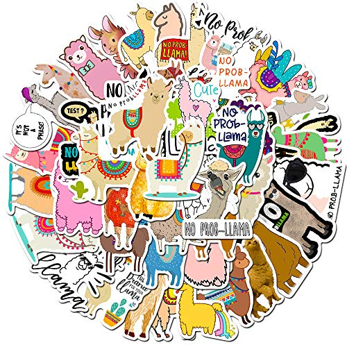 Alpaka Sticker Set Aufkleber Kinder Teenager 50 Stück Lama Wasserfeste Vinyl Decals Laptop Skateboard Koffer Helm Auto Fahrrad Handy Motorrad Fahrrad Scrapbook Mitgebsel Tagebuch Tassen