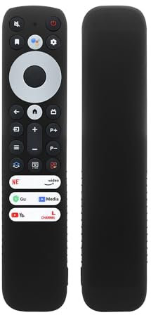 Funda para Mando a Distancia TCL RC902V FMR1, Mando a Distancia de Voz para TV Funda de Silicona Antideslizante de Repuesto con cordón (sólo Funda) (Negro)