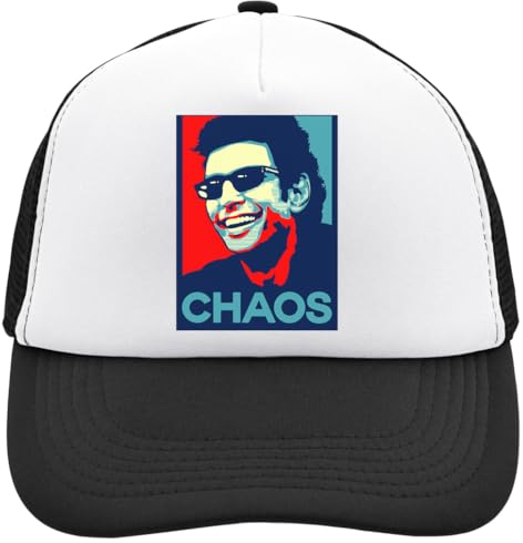 Functon+ Chaos Dr. Malcolm Dinosaurier Film Jeff Mesh Back Trucker Cap Adjustable Snapback Hat Casu White, Schwarz , Einheitsgröße
