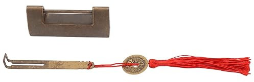 Candado Chino Antiguo, Candado Chino Antiguo, Candado Horizontal de Latón de Estilo Chino, Cerradura Decorativa de 4,4 Cm con Llave Antigua, Candados de Combinación