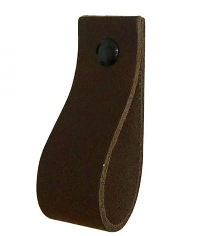 Handles and more - 6x Ledergriffe für Möbel - Dunkelbraun - Größe M 19 cm - inkl. 3 Schraubenfarben - Schrankgriffe Leder - Türgriffe Leder - Ledergriffe für Schuhschrank & Schublade - Lederschlaufen