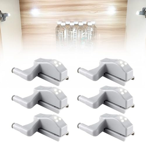 Charnière LED Light, Lumière de Placard Charnière LED Lumière du capteur Lampe de Nuit Penderie Cabinet Armoire Veilleuse pour la maison Cuisine Salon Chambre à Coucher (Lumière chaude, 6 Pcs)
