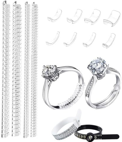 T TAKONE 14 Stück Ring Verkleinerung Set, Inklusive Ringgrößenmesser Deutsche Größen, Abstandshalter und Ringverkleinerer, Ringverkleinerer Unsichtbar für Lose Ringe (für Männer und Frauen)