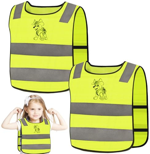 TaimeiMao Leichte Warnwesten Kinder, 2PCS Sicherheitsweste kinder, Reflektorweste Kinder, Kinderwarnweste, Pannenweste, Sicherheitsweste für Kinder, Warnschutzweste Kinder, Zur Sicherheit der